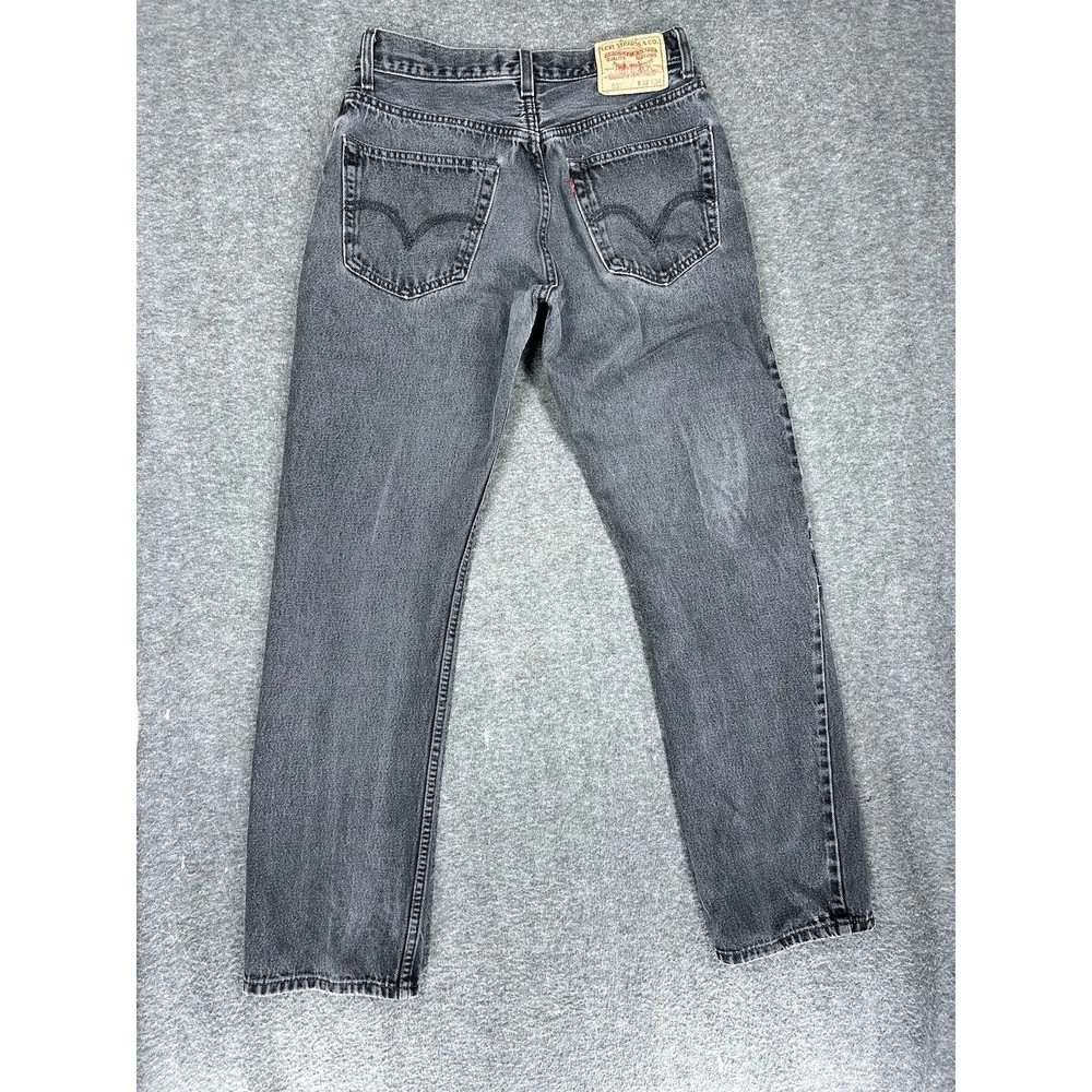 Levis 505 Regular Fit Jeans Mens 32x34 (fits 30x32) Black Denim Straight Leg Y2K
